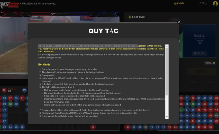 Một số quy tắc đá gà cựa dao New88